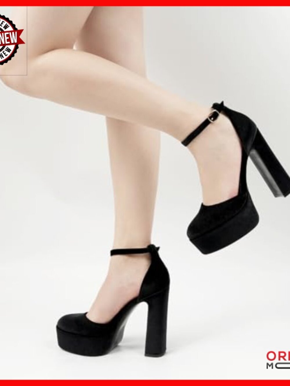 5 Inch Chunky Heel Platform Pumps with Ankle Strap for Wedding Party - Picture 5 of 7